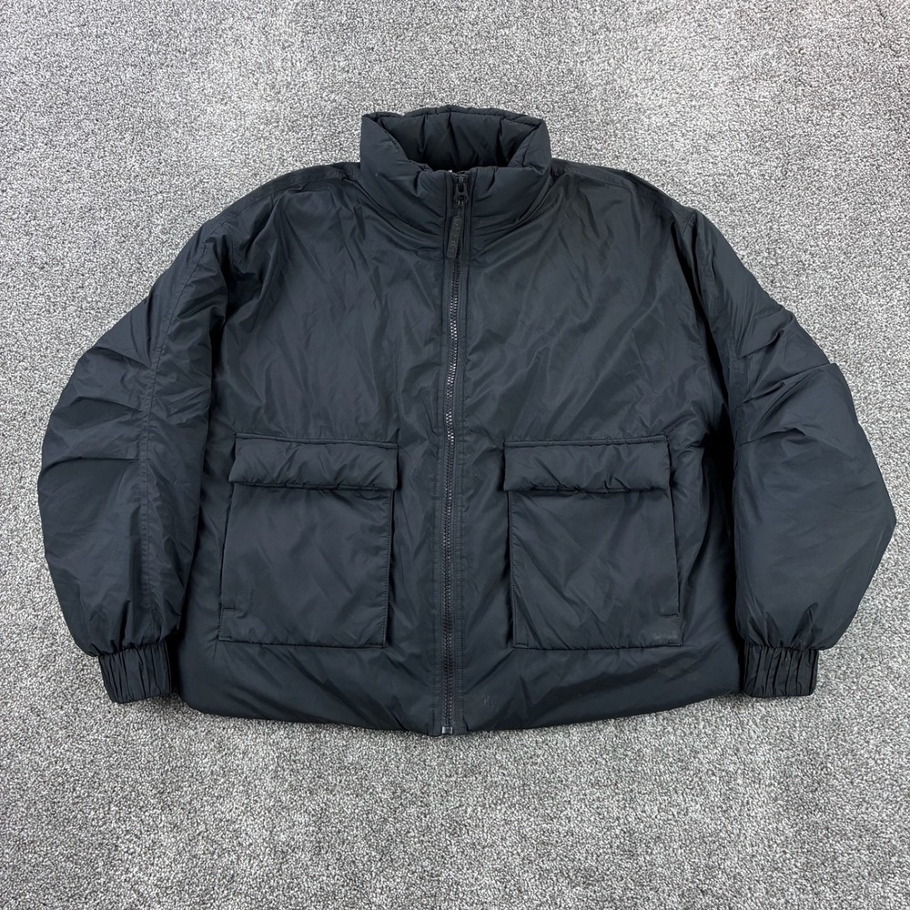 Fabletics All Weather Puffer Jacket Women's Medium Black Khloe Kardashian Zip‎